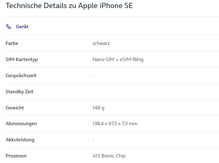 Apple iPhone SE 64 Schwarz