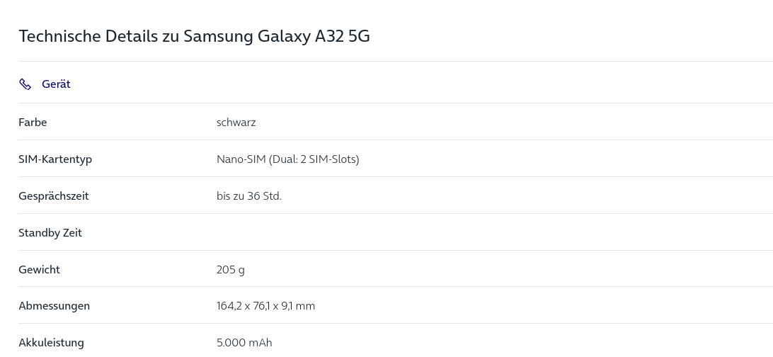Samsung A-326 A32 5G 128GB dualsim Schwarz